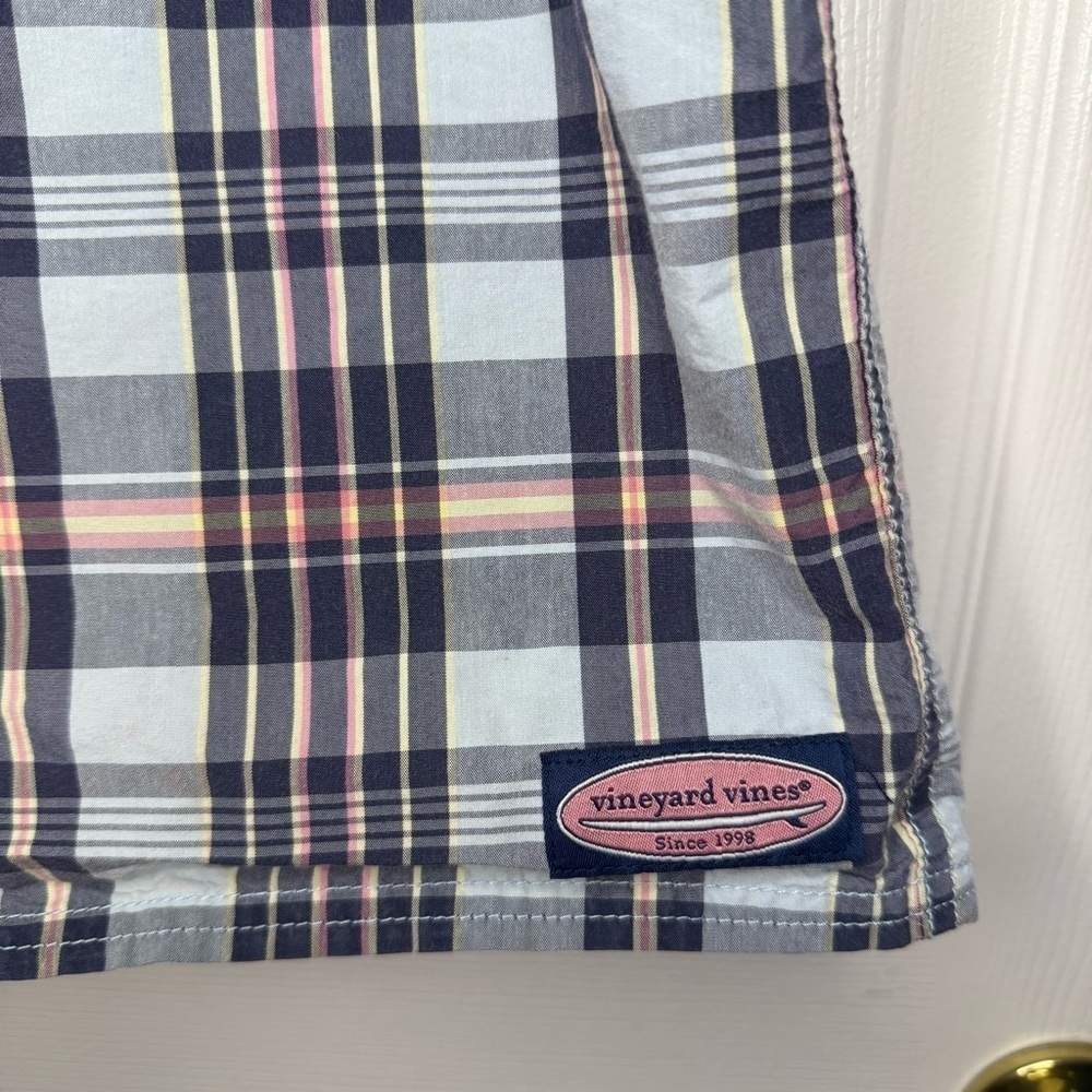Vineyard Vines Men's Plaid Swim Board Shorts - Blue and Black Size 36 GUC - Picture 3 of 7